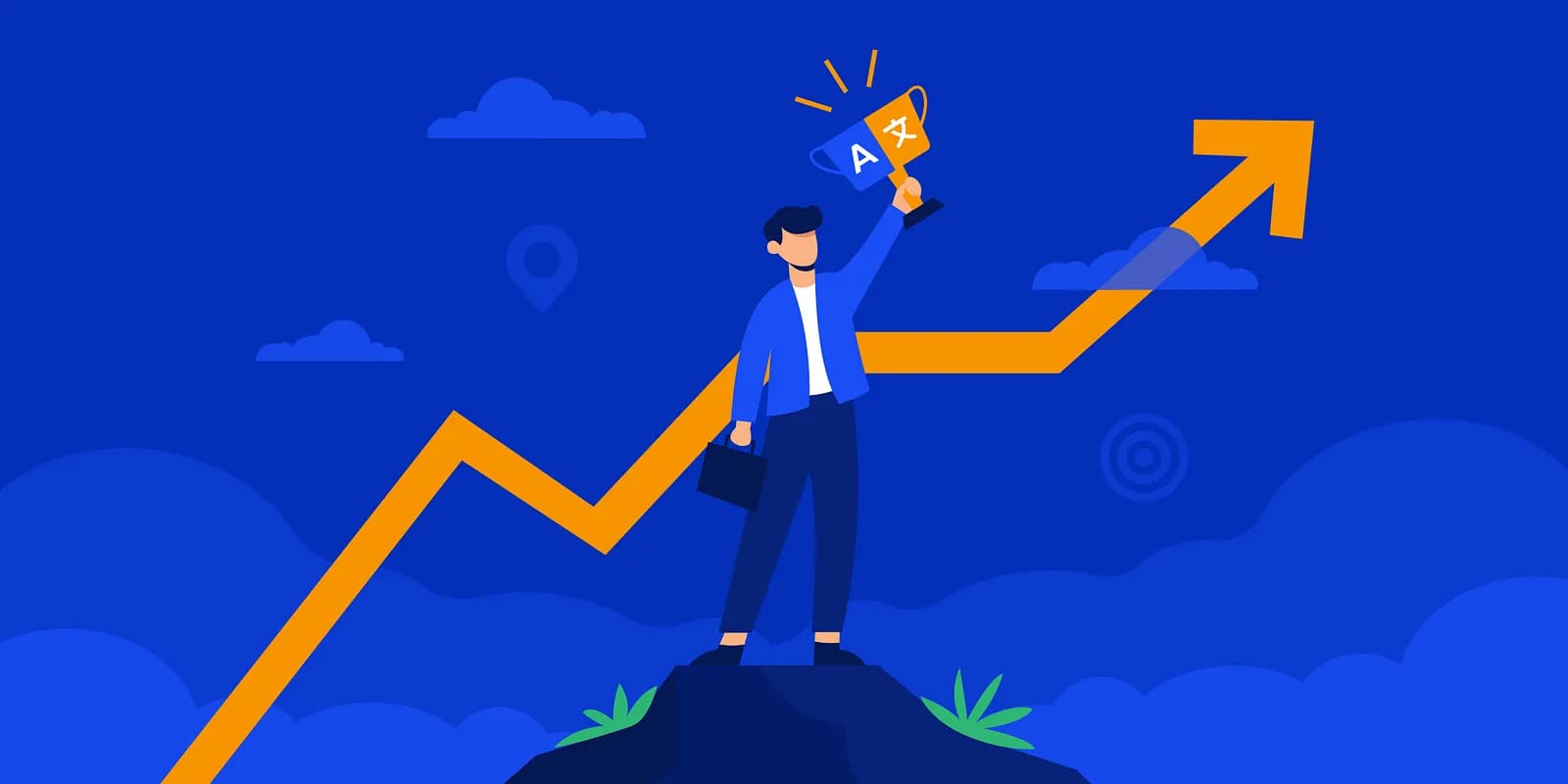 Digital network connecting global business locations for international growth and translation services